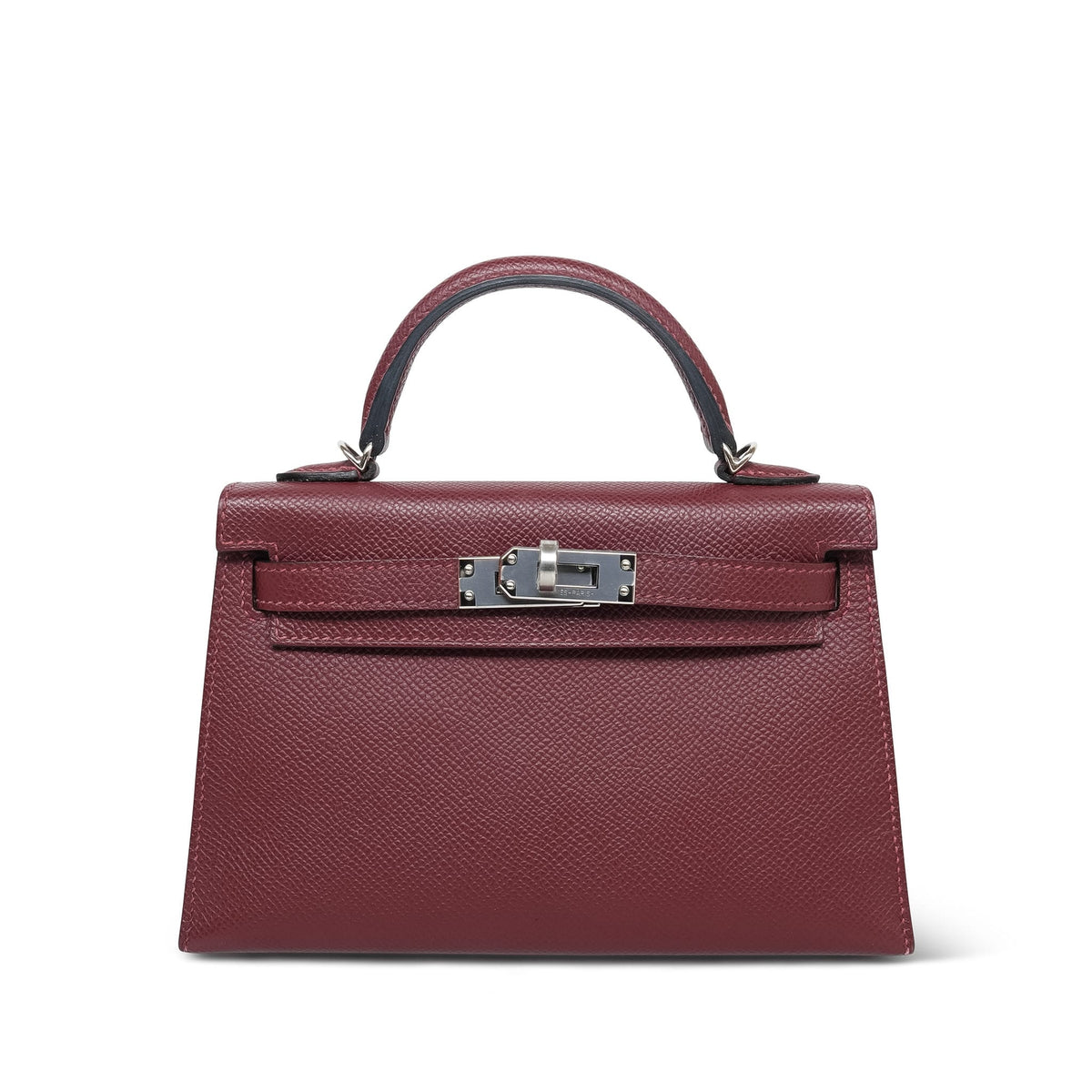 Mini Kelly Sellier Rouge H Epsom Palladium Plated B Stamp