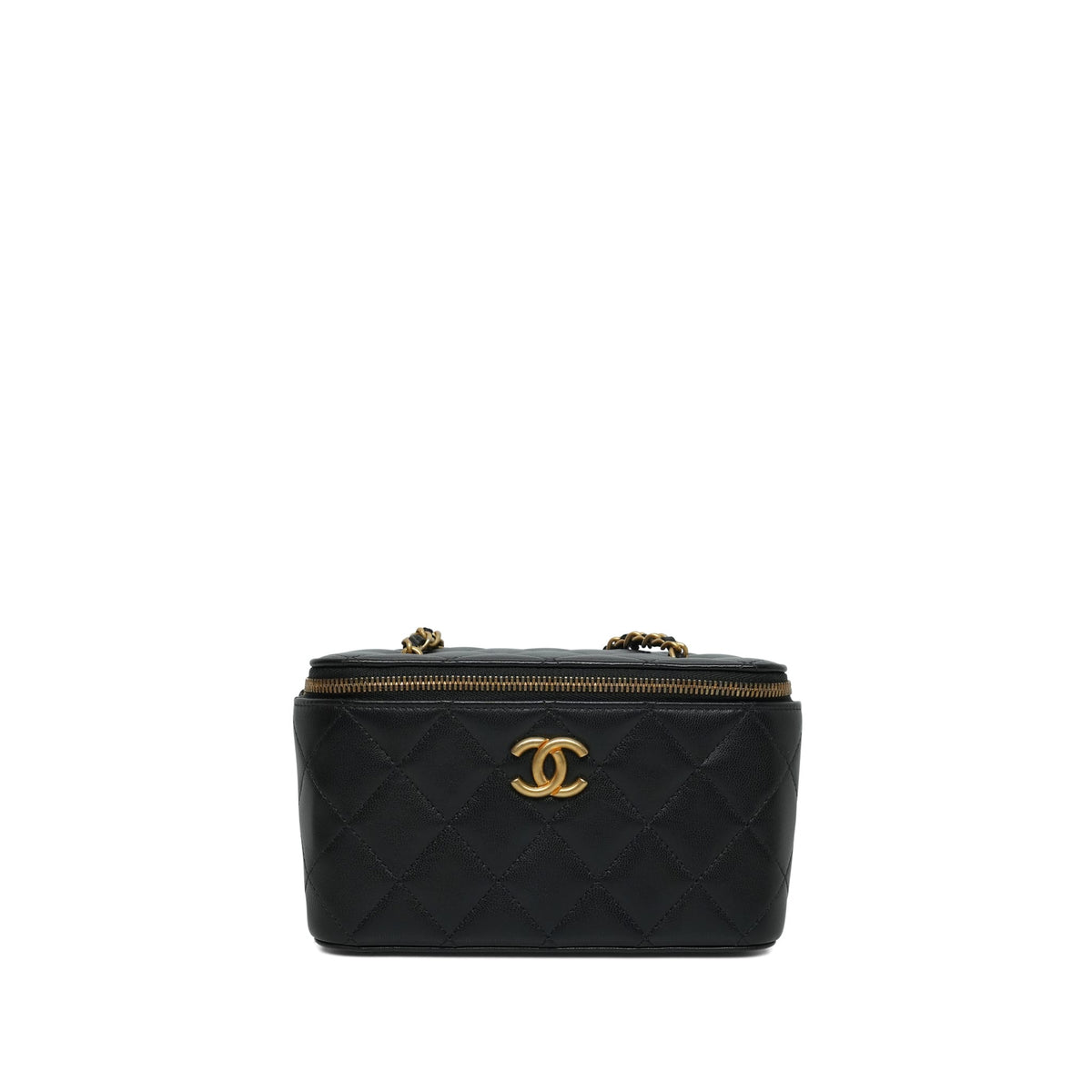 Black Lambskin Quilted Punk Essentials Vanity Case Mixed Hardware