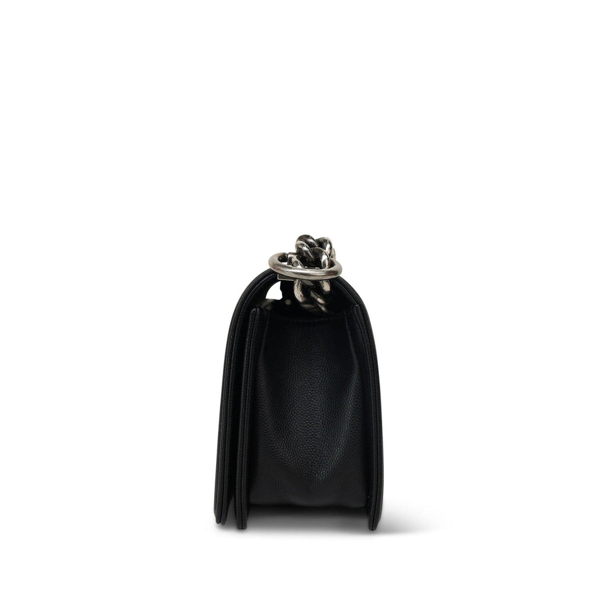 Black Caviar Quilted Le Boy Bag Small Ruthenium HW