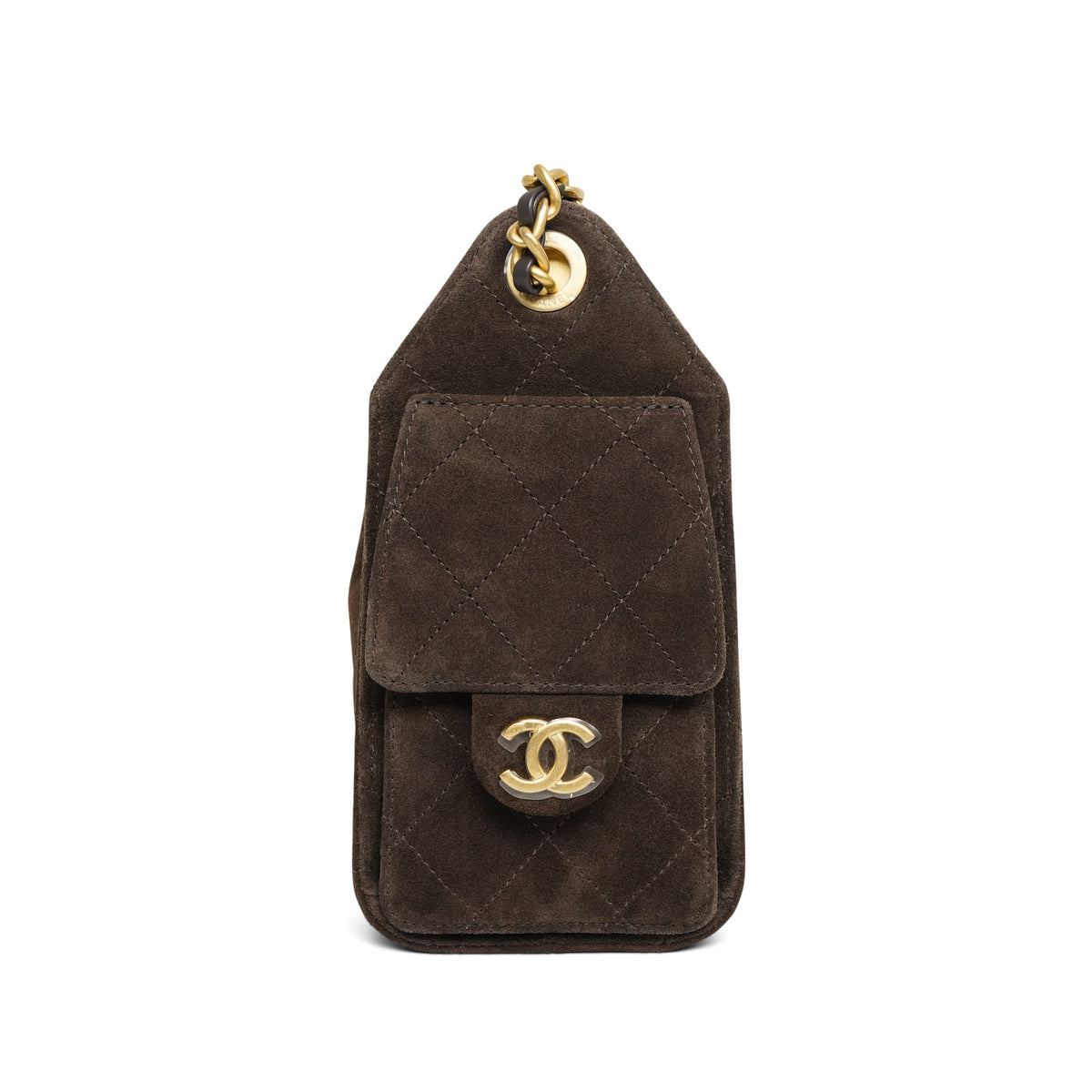 26C Dark Brown Suede Quilted 25 Hobo Bag Mini Aged Gold Hardware