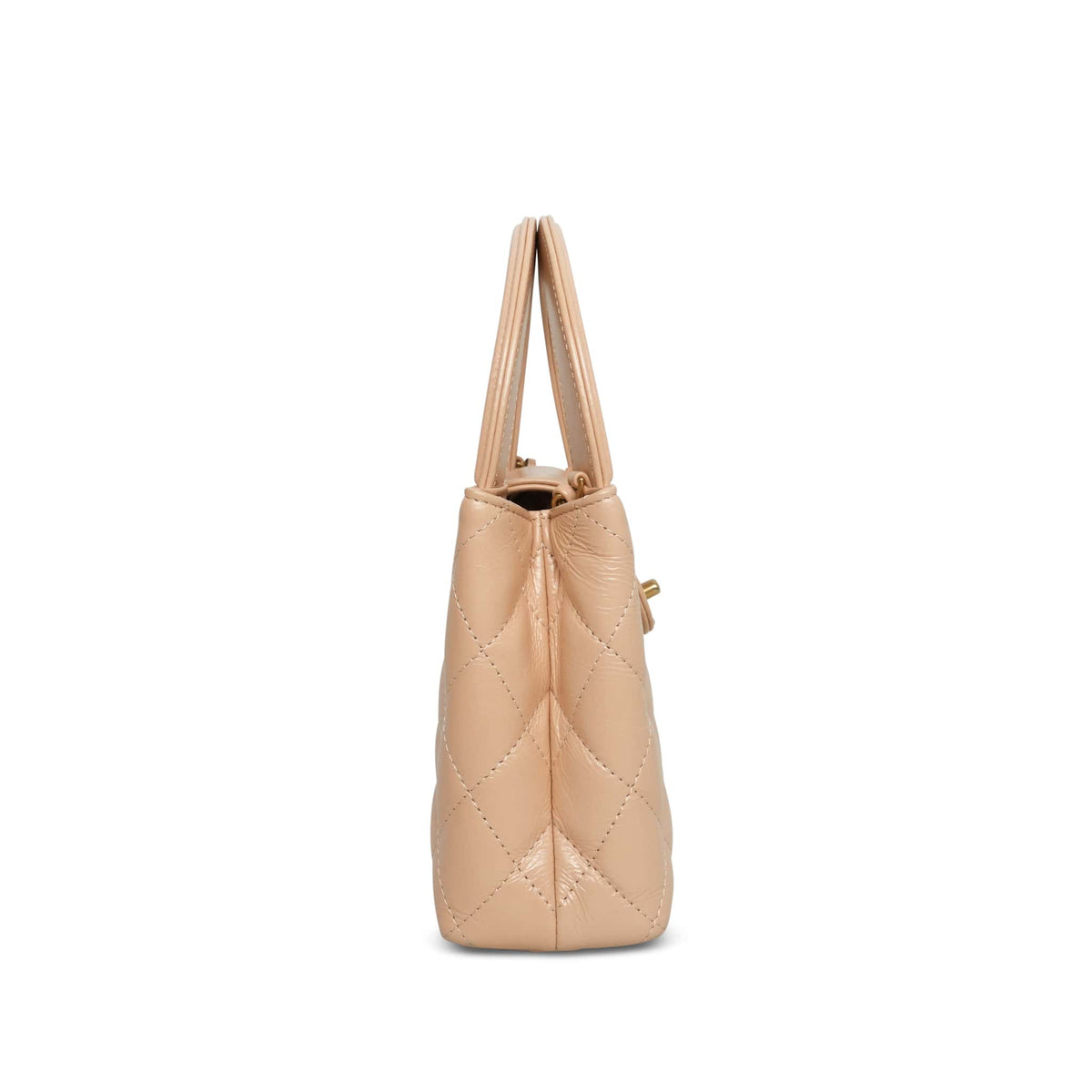 Beige Clair Crumpled Calfskin Quilted Kelly Shopper Small AGHW