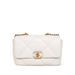 Product image 3 of 26: White Lambskin Quilted 19 Flap Small Mixed HW
