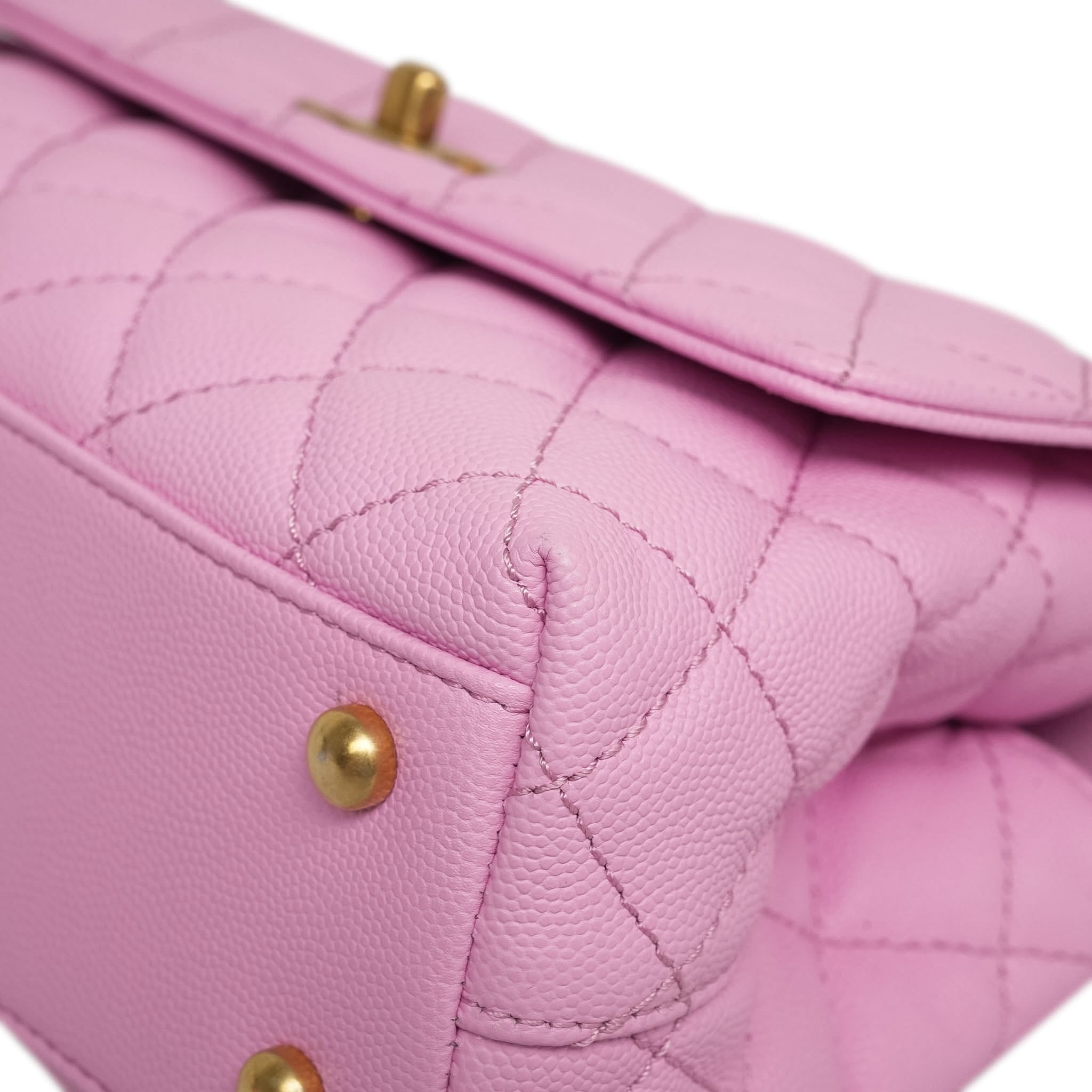 23P Lilac/Pink Caviar Quilted Coco Chain Handle Small AGHW