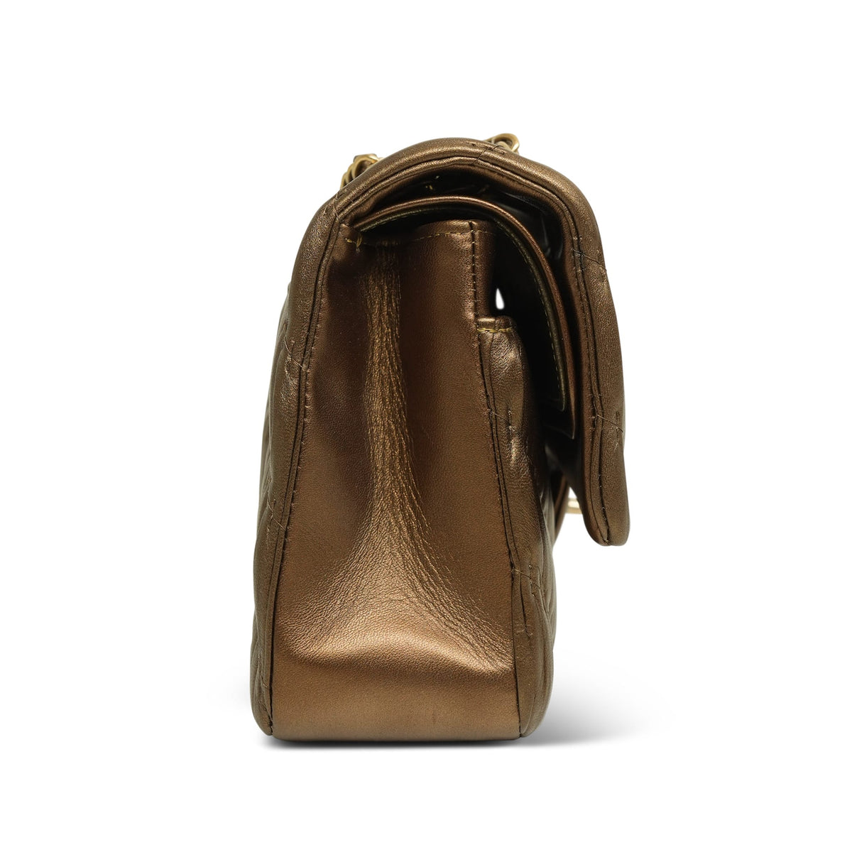 18C Bronze Chevron Calfskin Classic Flap Medium AGHW