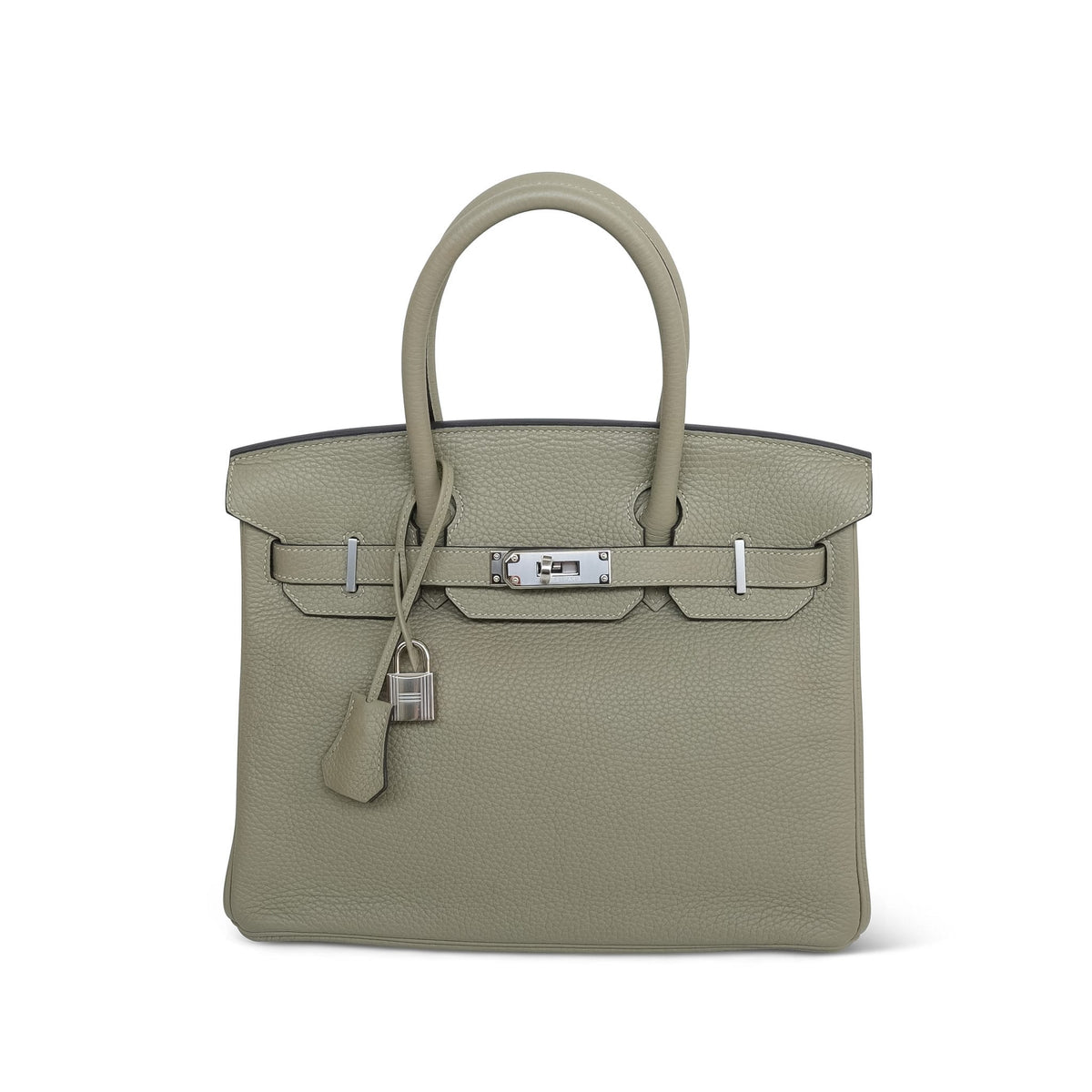 Birkin 30 Sauge Clemence Palladium Plated X Stamp