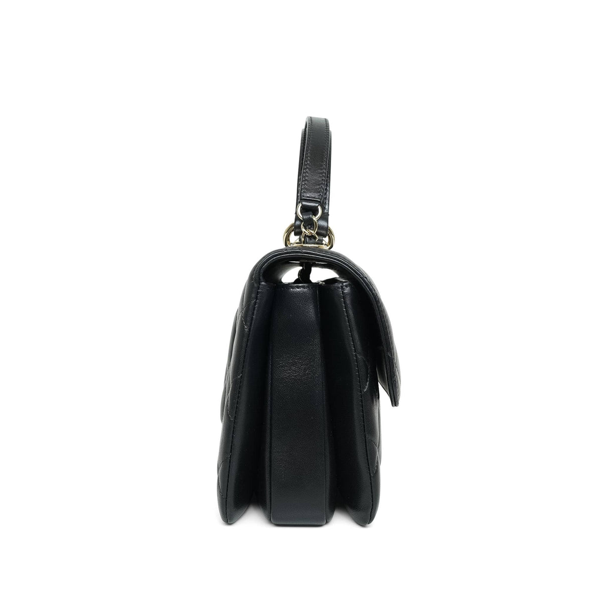 Black Lambskin Quilted Small Trendy CC Light Gold HW