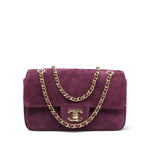 Product image 1 of 19: 26B Burgundy Suede Quilted Mini Souplissimo Flap Bag LGHW