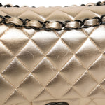 Product image 5 of 23: Light Gold Metallic Lambskin Quilted Classic Flap Medium So Black Hardware