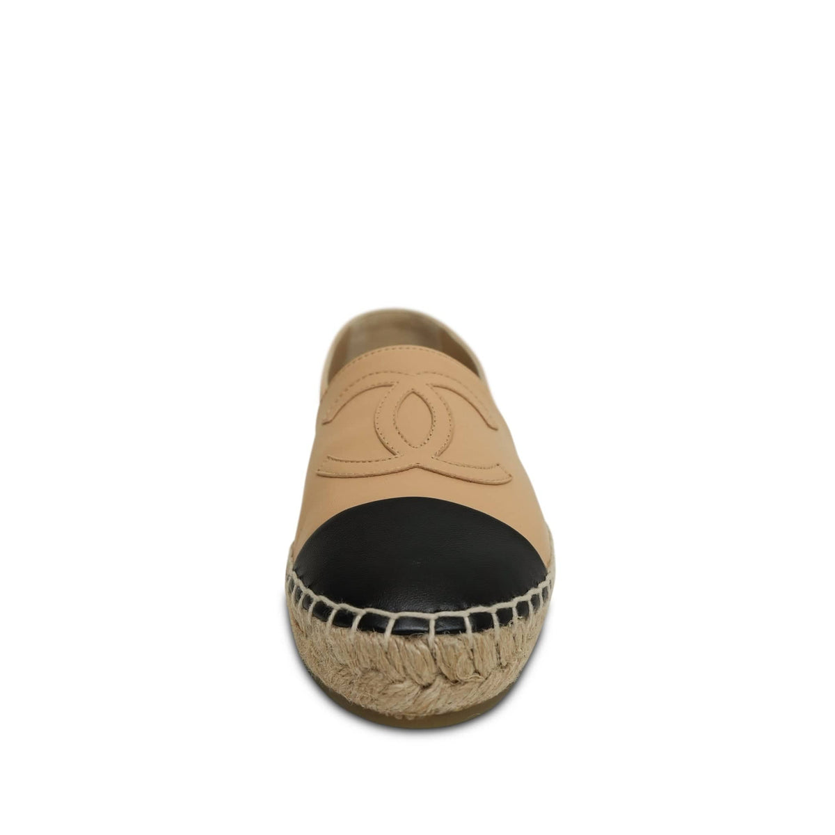 Beige Black Lambskin Espadrilles Size 35