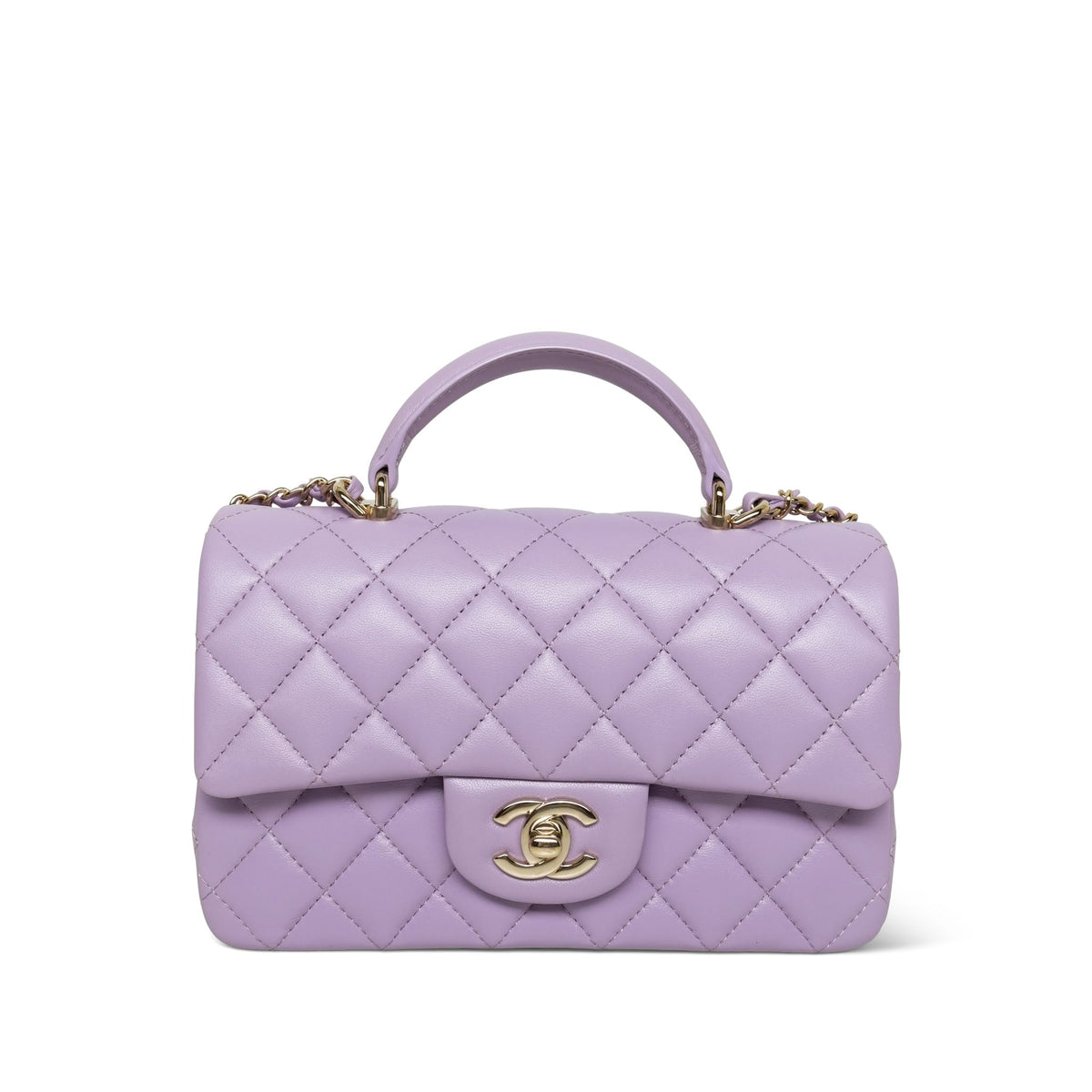 24P Purple Lambskin Quilted Mini Top Handle LGHW