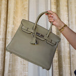 Product image 10 of 16: Birkin 30 Sauge Clemence Palladium Plated X Stamp