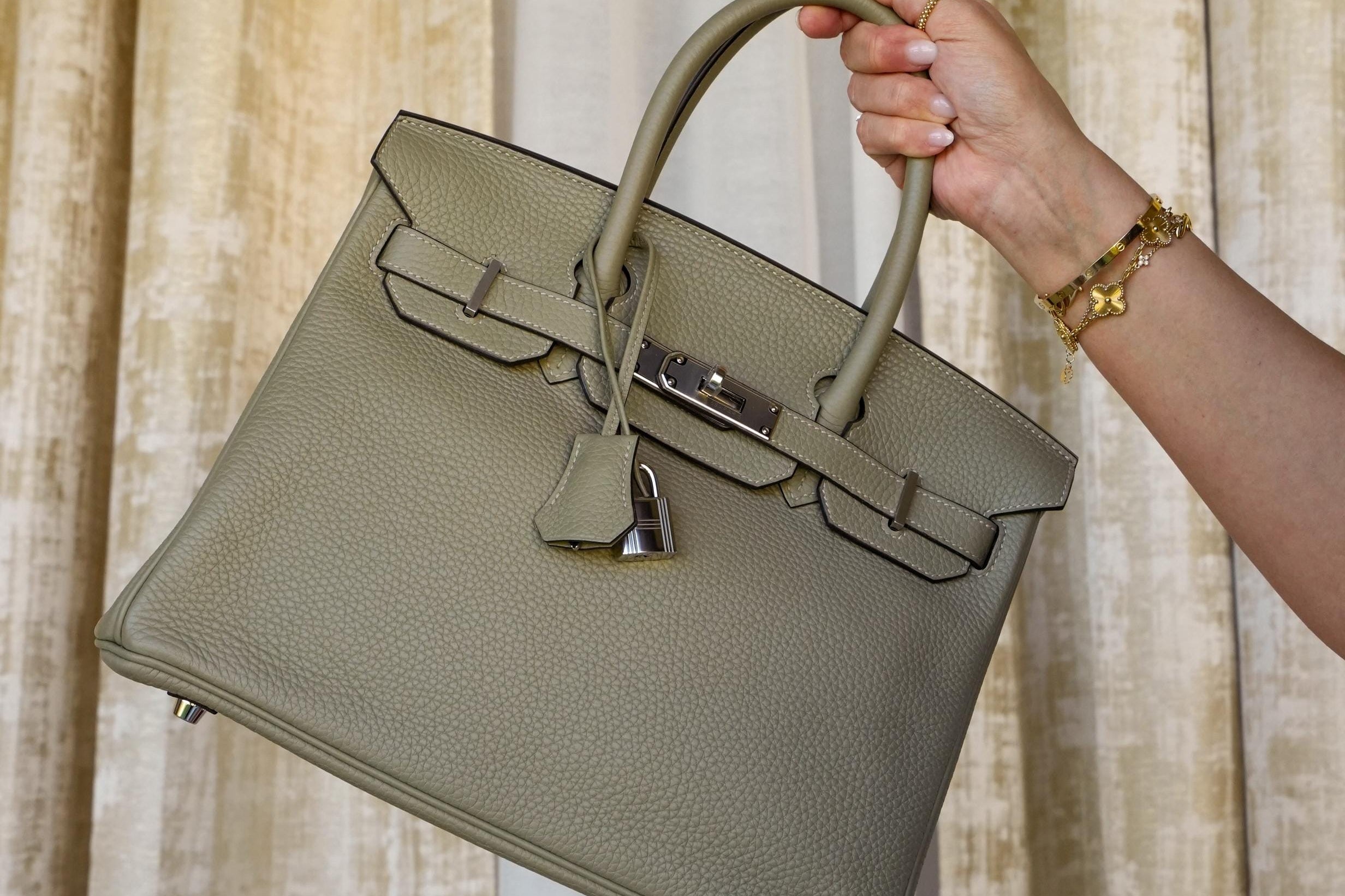 Product image 10 of 16: Birkin 30 Sauge Clemence Palladium Plated X Stamp