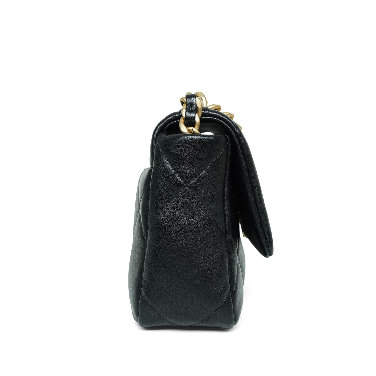 Black Lambskin Quilted Small 19 Flap Mixed Hardware