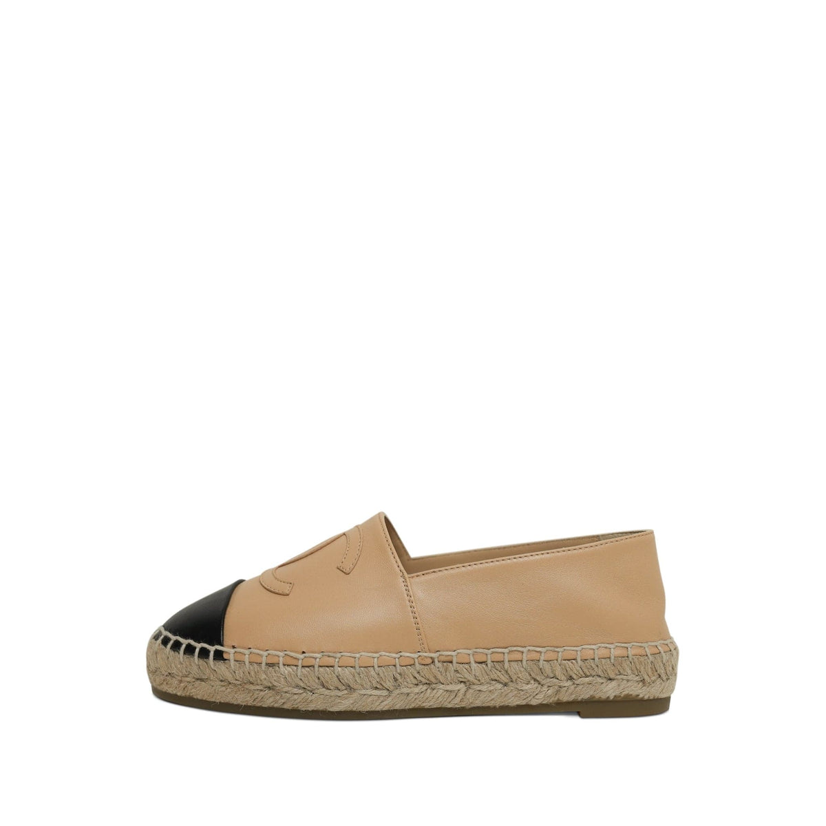 Beige Black Lambskin Espadrilles Size 35