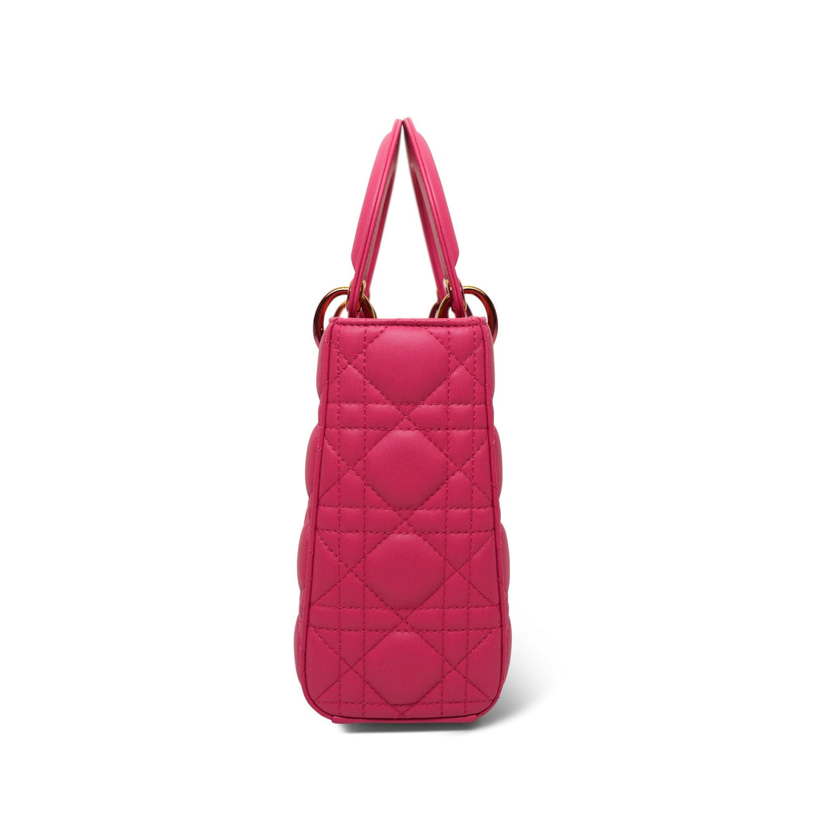 Pink Cannage Lambskin Lady Dior Small Rainbow Hardware