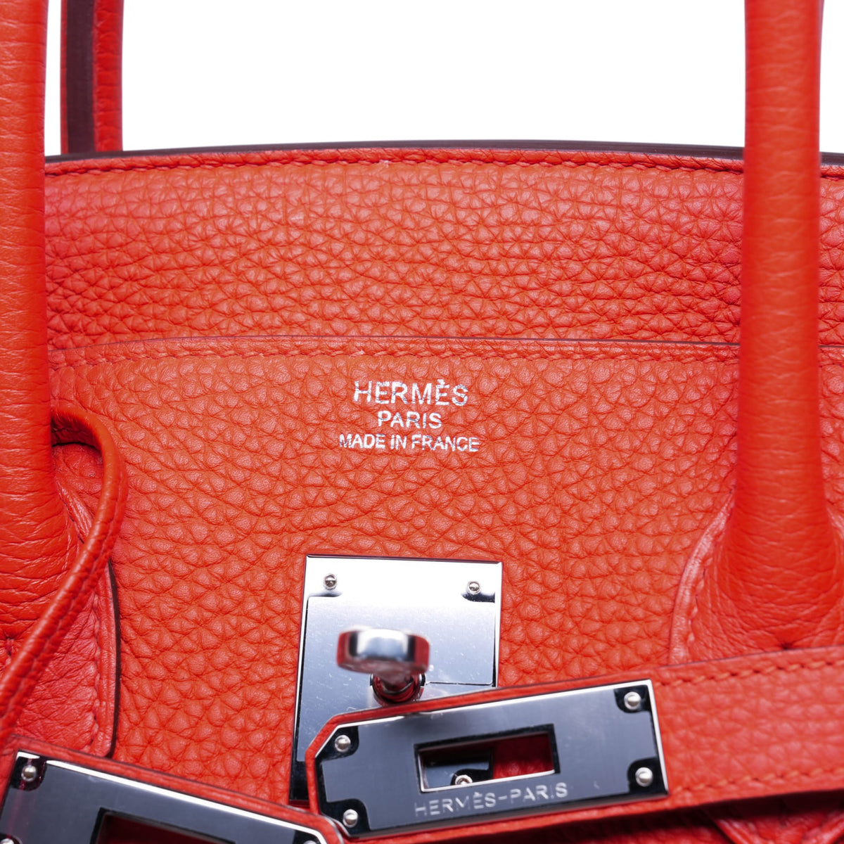 Birkin 35 Capucine Togo Palladium Plated P Square Stamp