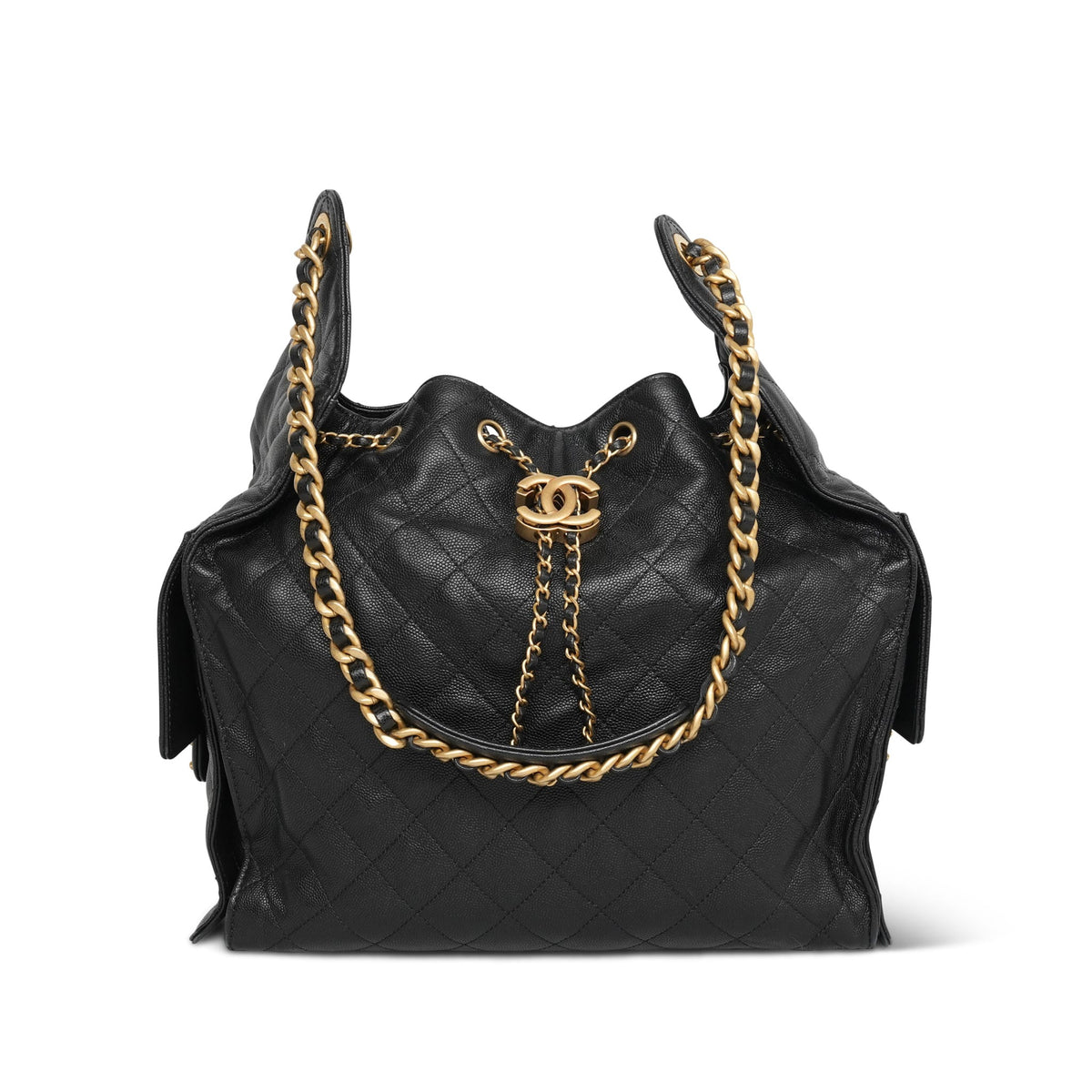 Black Caviar Quilted 25 Hobo Bag Medium Aged Gold Hardware