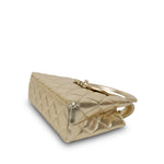 Product image 11 of 17: Gold Metallic Crumpled Calfskin Quilted Kelly Shopper Small Aged Gold Hardware