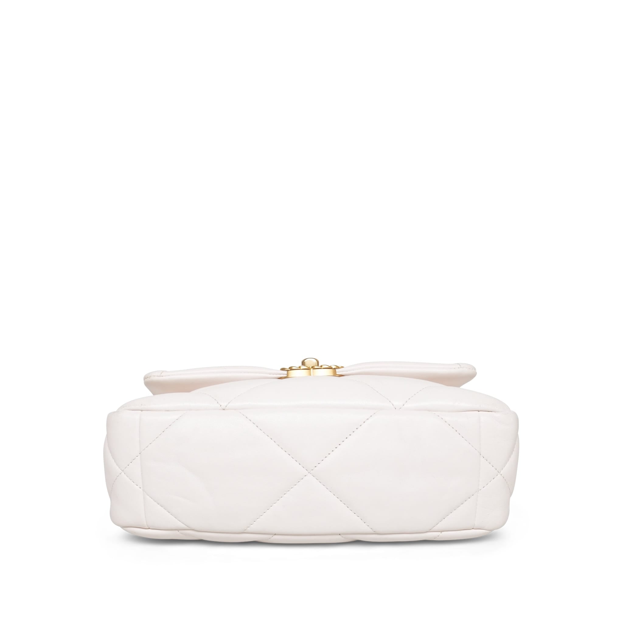 White Lambskin Quilted 19 Flap Small Mixed HW