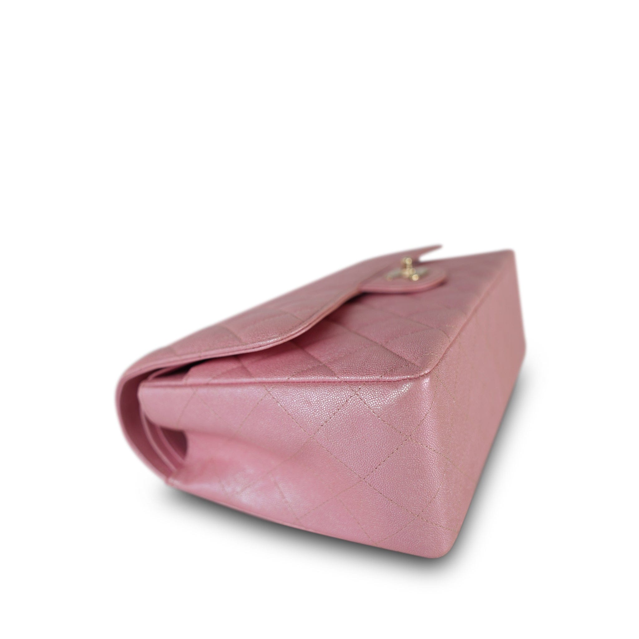 19S Iridescent Pink Caviar Quilted Jumbo Classic Flap Light Gold