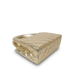 Product image 12 of 17: Gold Metallic Crumpled Calfskin Quilted Kelly Shopper Small Aged Gold Hardware