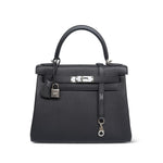 Product image 1 of 16: Kelly Retourne 28 Black Veau Togo Palladium Plated K Stamp