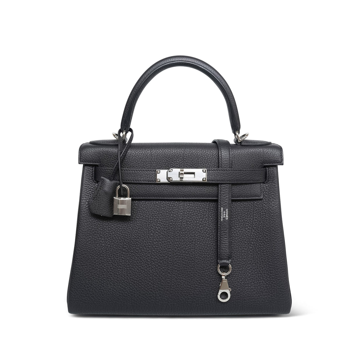 Kelly Retourne 28 Black Veau Togo Palladium Plated K Stamp
