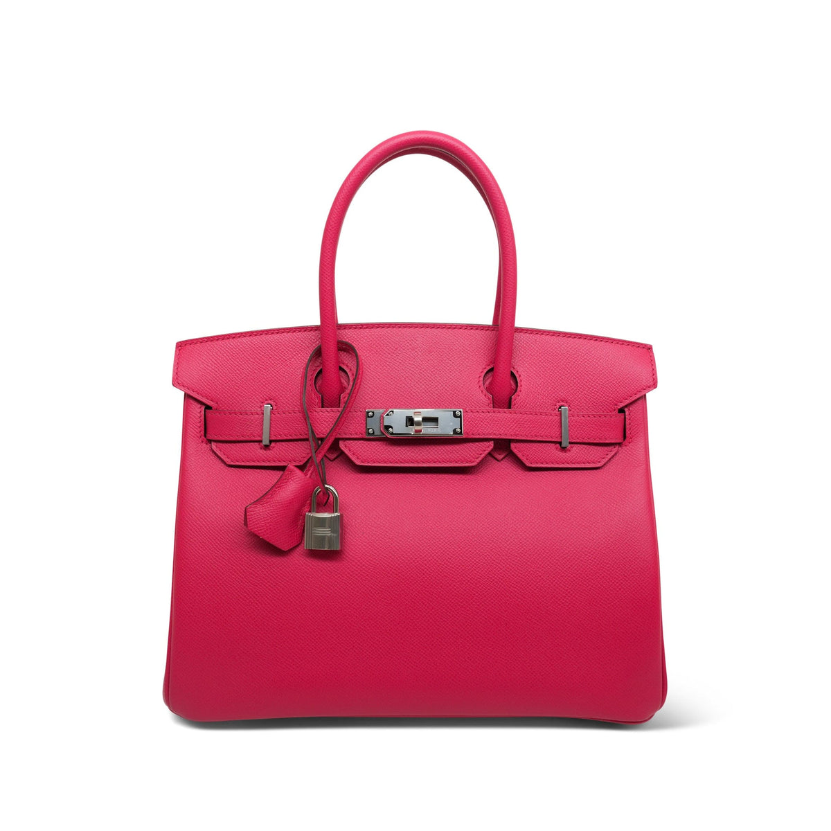 Birkin 30 Rose Extreme Epsom Palladium Plated D Stamp