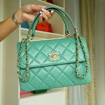 Product image 10 of 20: Green Lambskin Quilted Trendy CC Small Light Gold Hardware