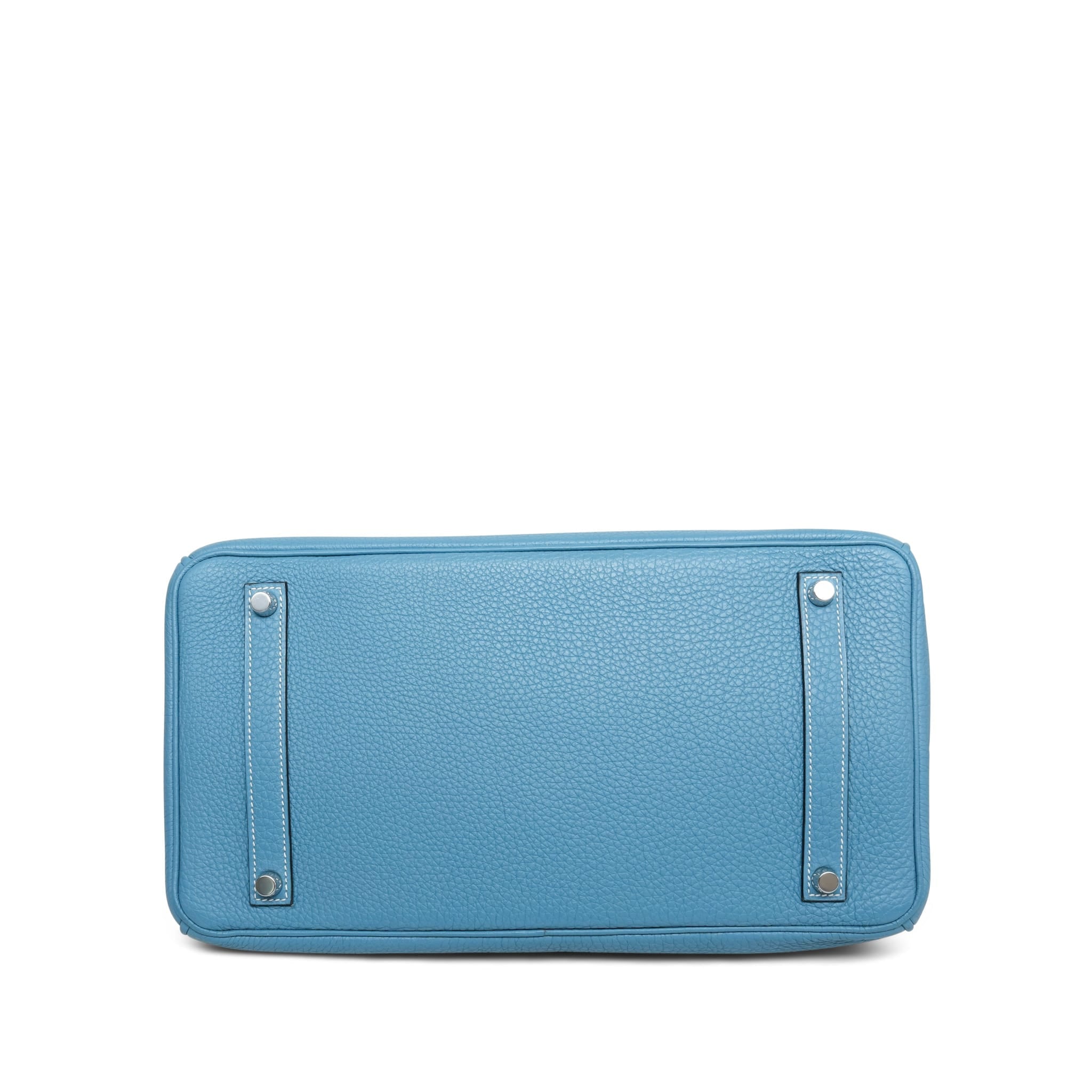Birkin 35 Bleu Jean Togo Palladium Plated O Square Stamp