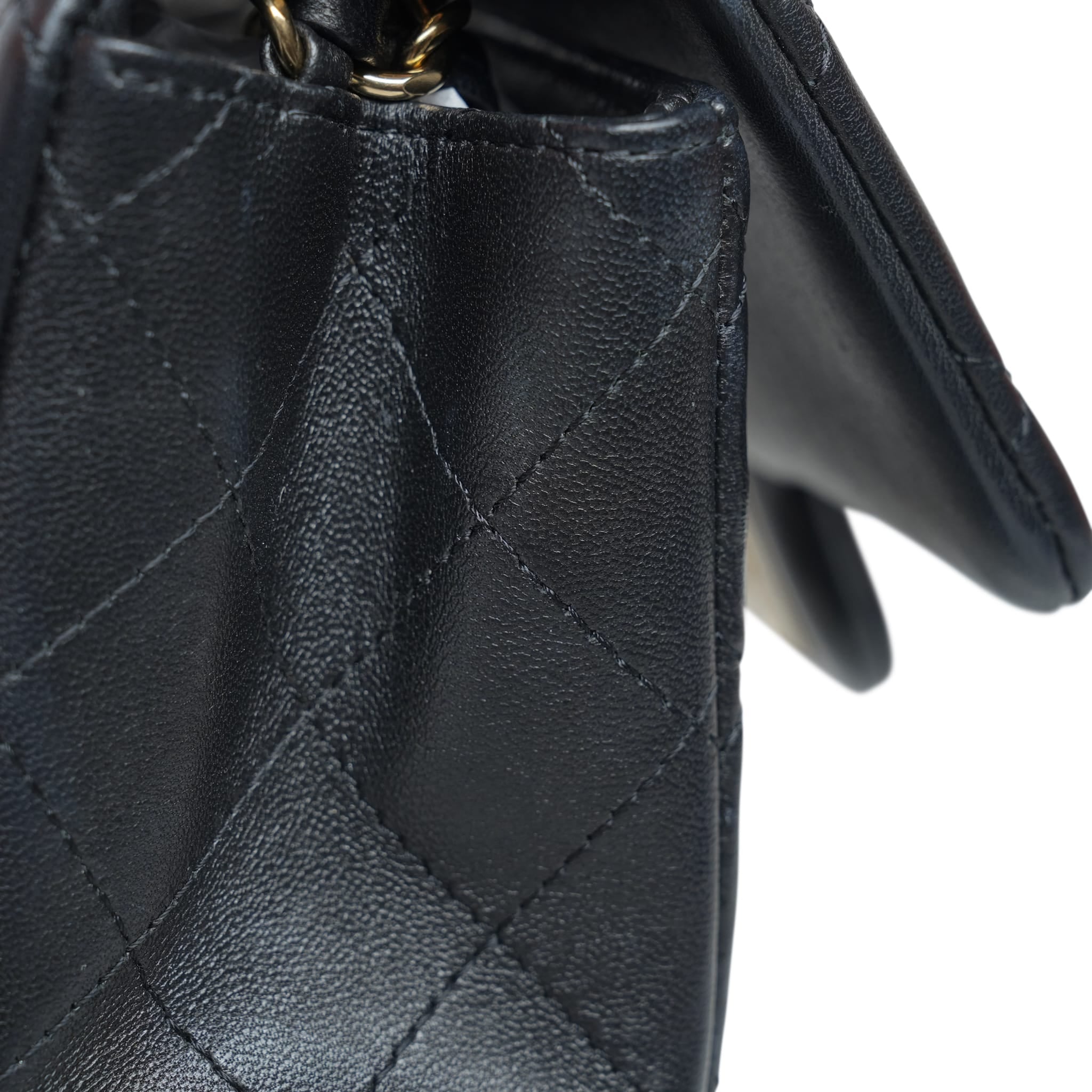 Product image 5 of 21: Black Lambskin Quilted Square Flap Mini Light Gold Hardware