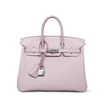 Product image 1 of 25: Birkin 25 Rose Dragee Swift Palladium Plated K Square Stamp