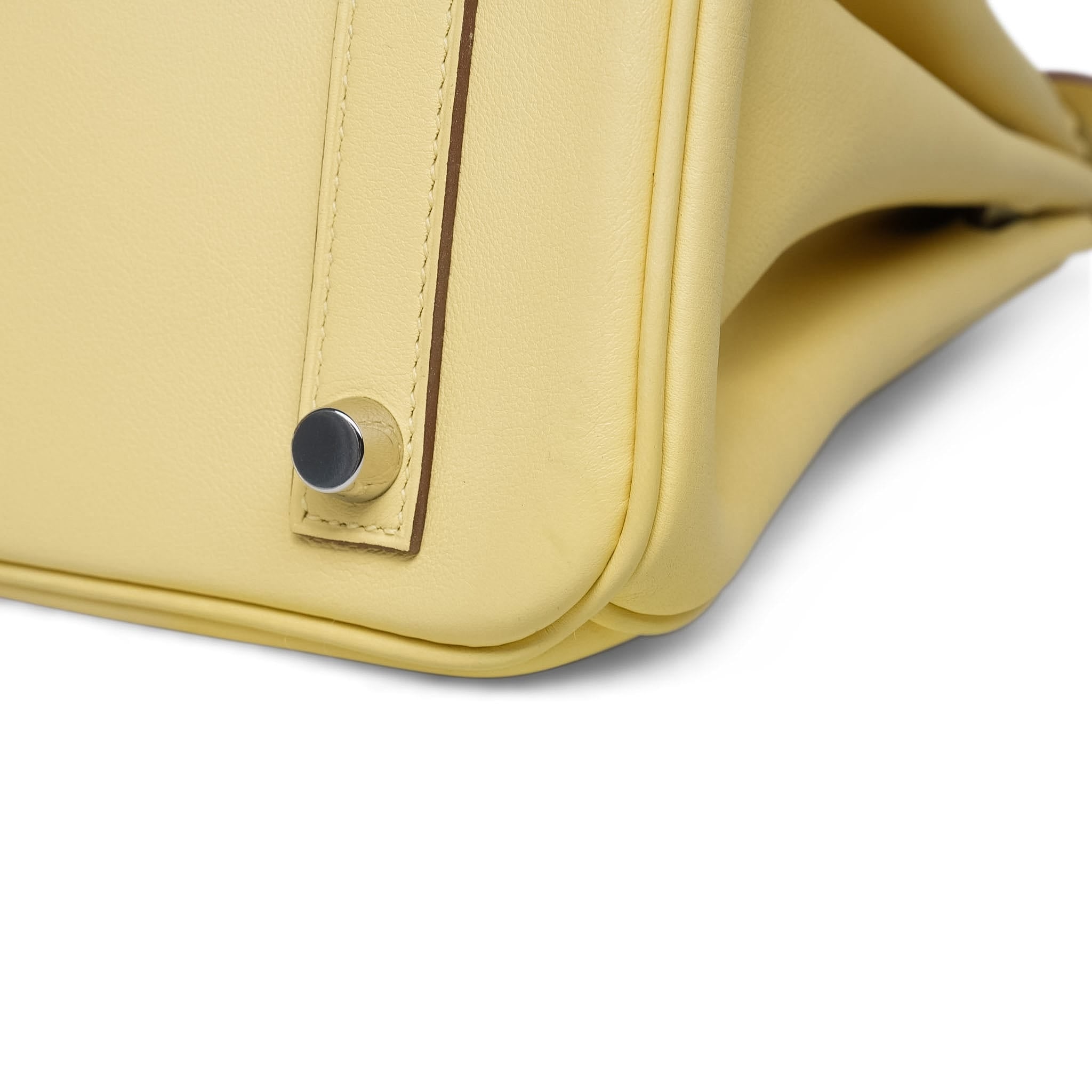 Birkin 25 Jaune Poussin Swift Palladium Plated T Stamp
