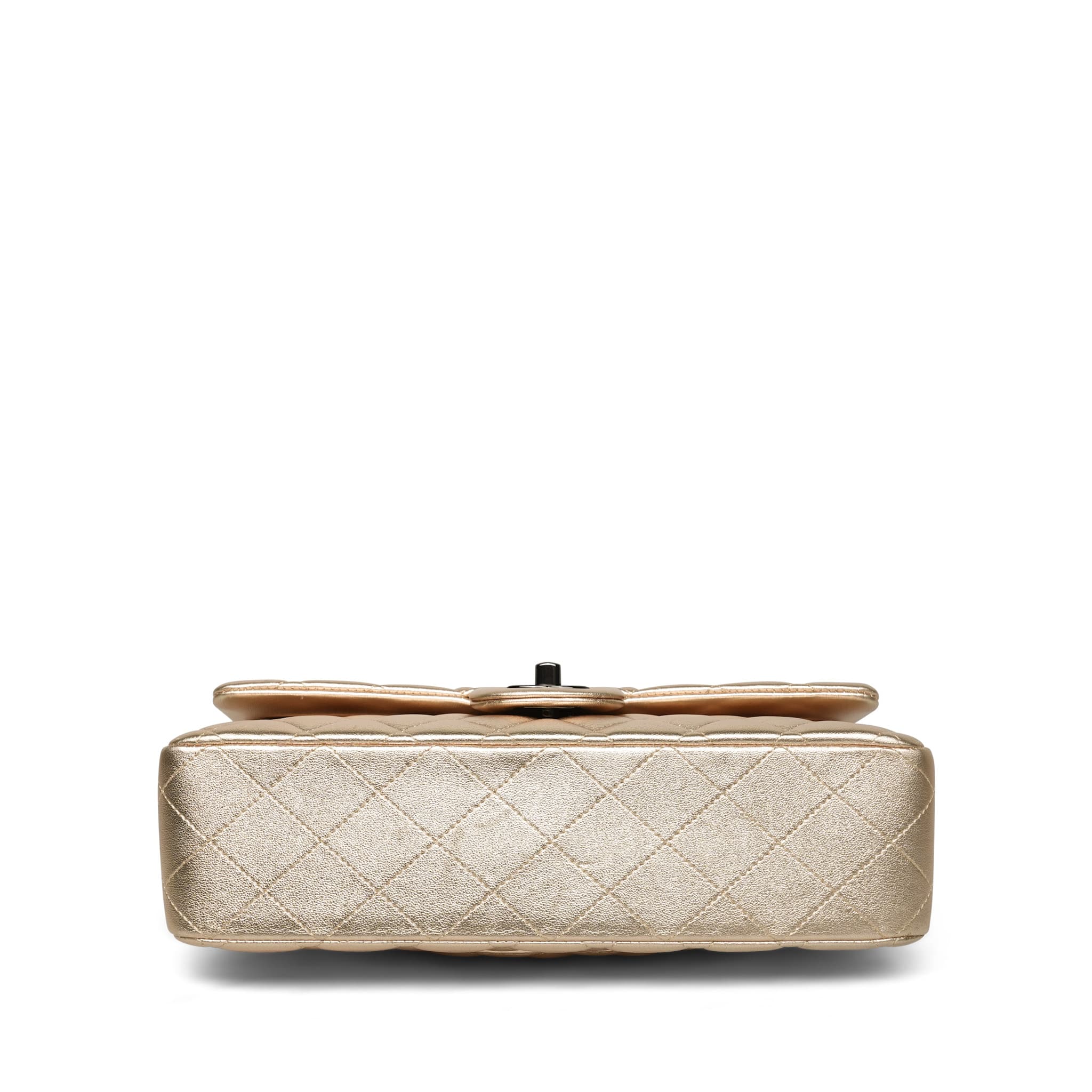 Product image 8 of 23: Light Gold Metallic Lambskin Quilted Classic Flap Medium So Black Hardware