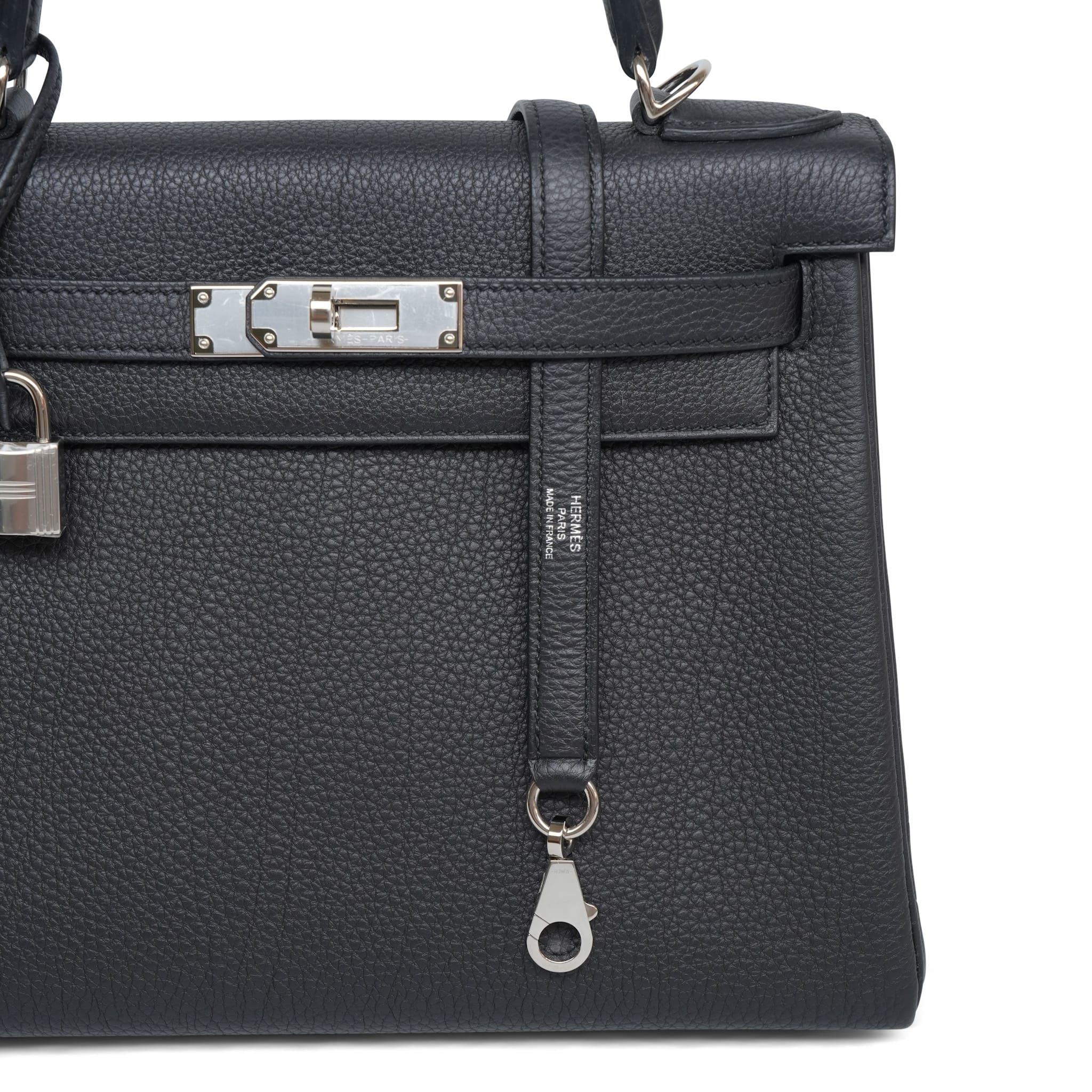 Product image 7 of 16: Kelly Retourne 28 Black Veau Togo Palladium Plated K Stamp