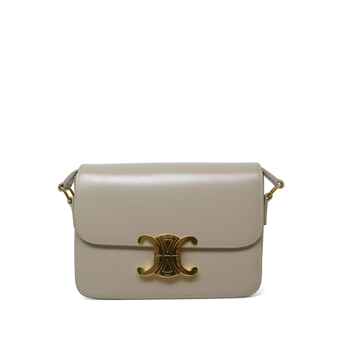 Celine Teen Triomphe Light Stone Shiny Calfskin Bag