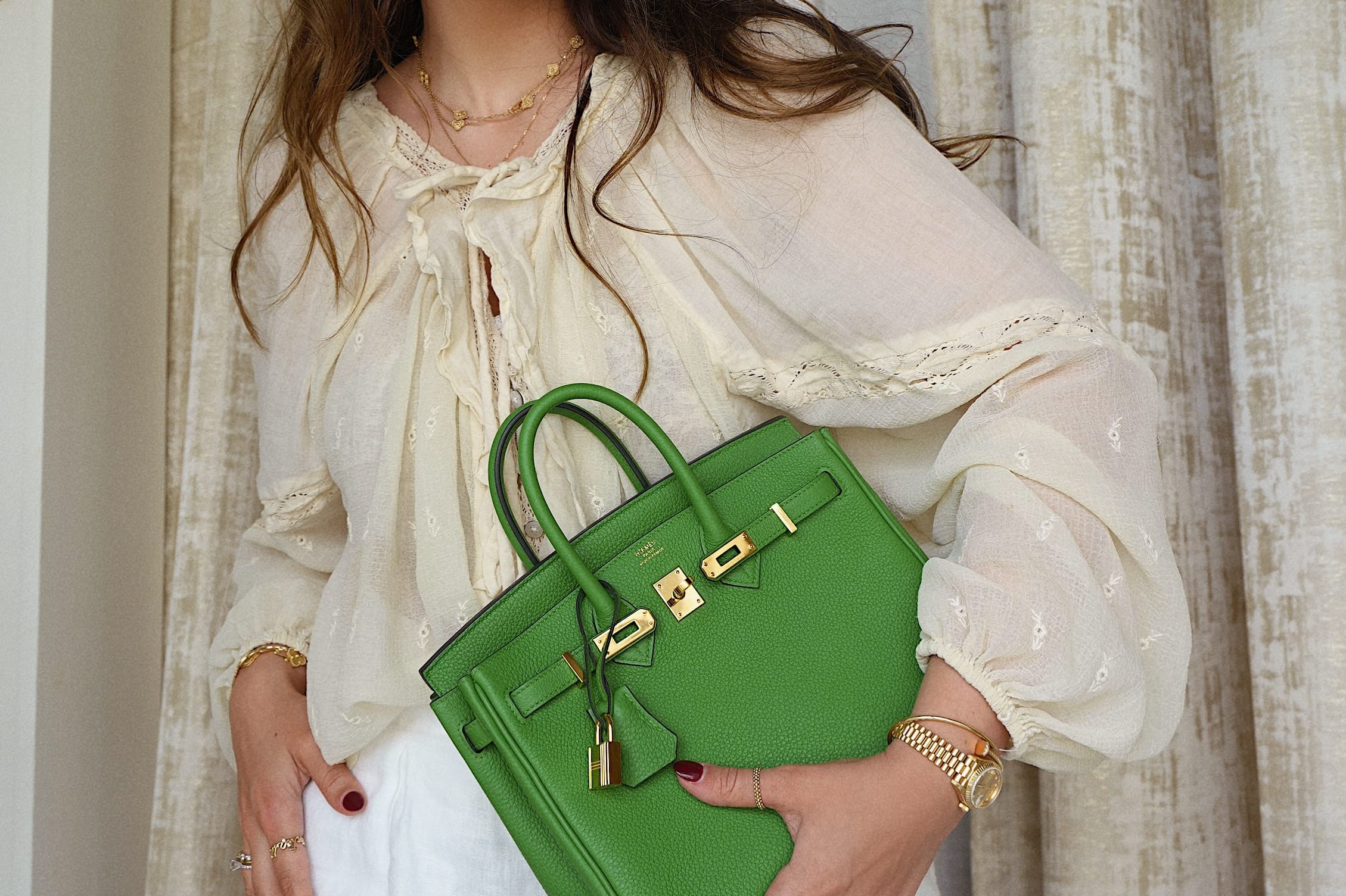 Product image 6 of 19: Birkin 25 Vert Yucca Togo Gold Plated W Stamp
