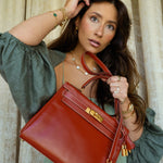 Product image 2 of 22: Kelly Retourne 28 Brique Box Calfskin Gold Plated X Circle
