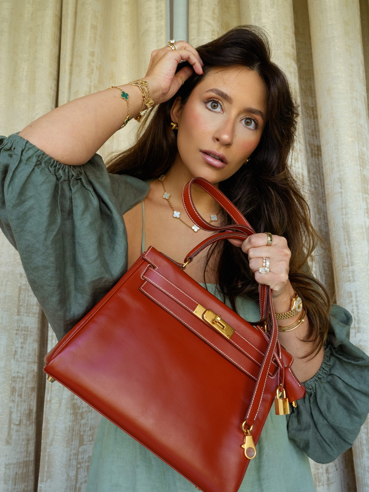 Kelly Retourne 28 Brique Box Calfskin Gold Plated X Circle