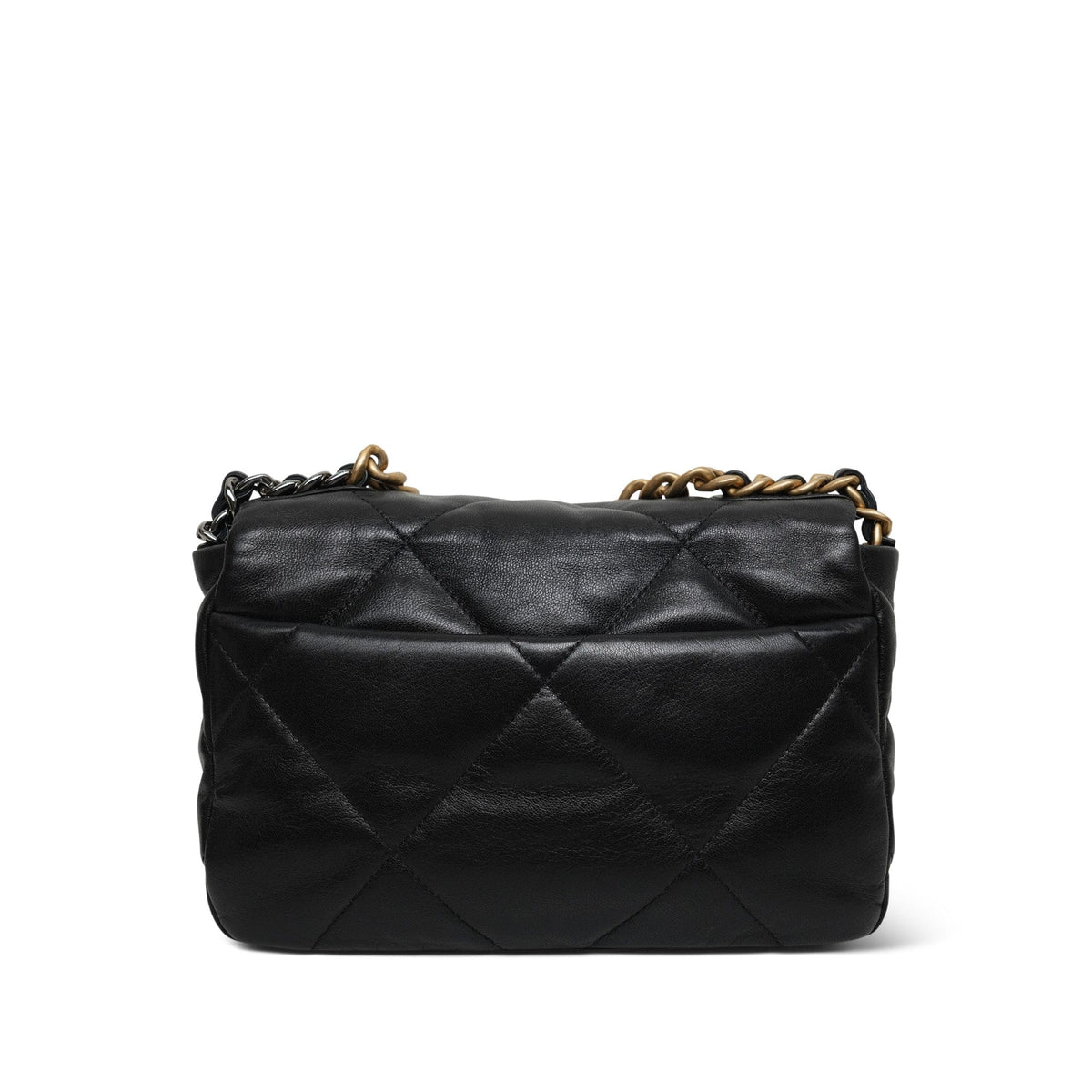 Black Goatskin Quilted 19 Flap Small Mixed Hardware