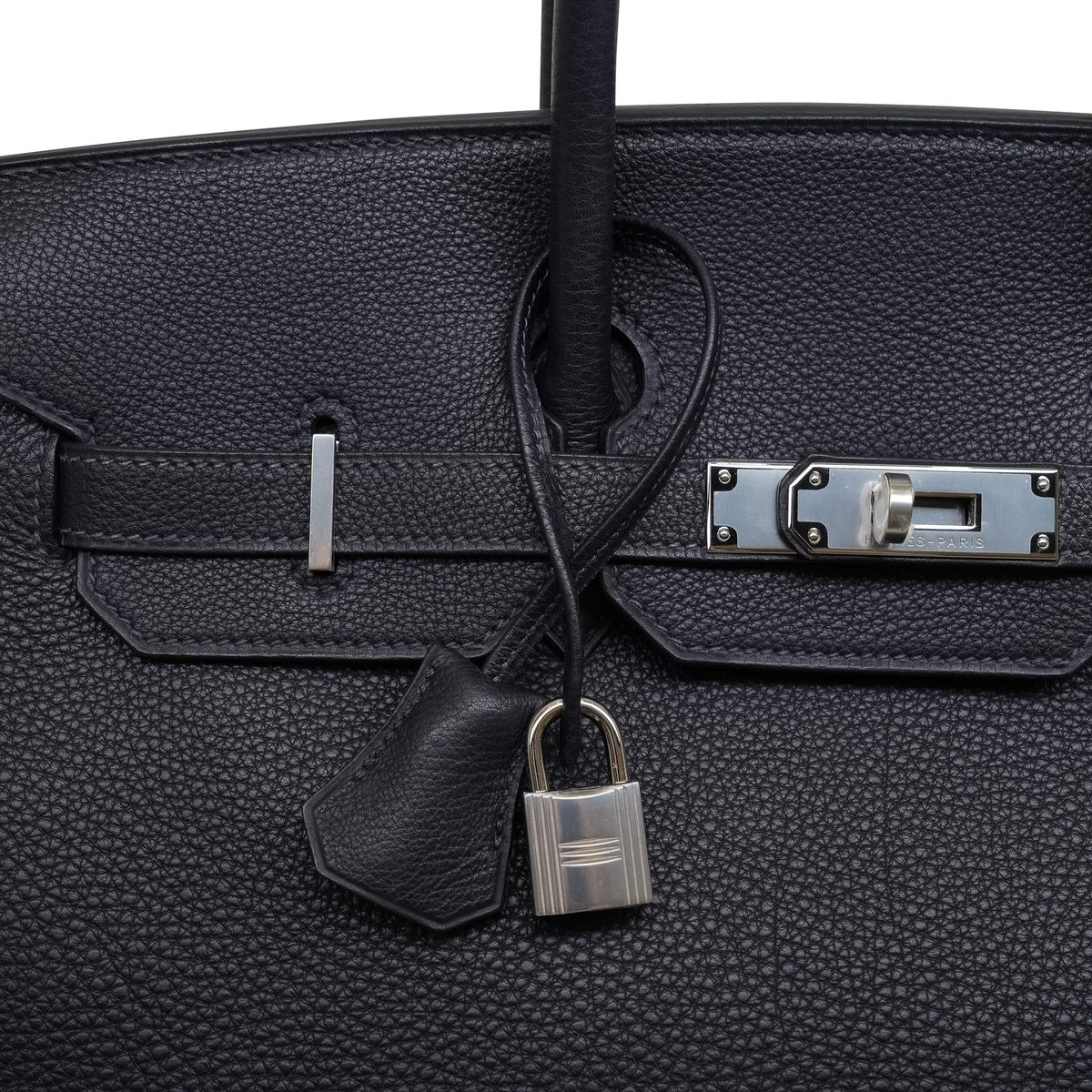 Birkin 35 Blue Indigo Togo Palladium Plated D Square Stamp