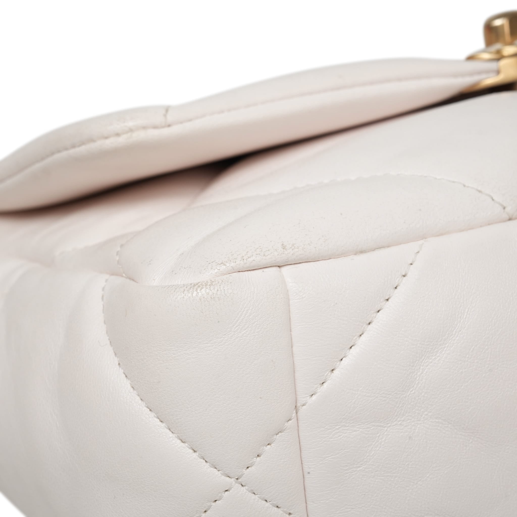 White Lambskin Quilted 19 Flap Small Mixed HW