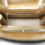 Product image 16 of 17: Gold Metallic Crumpled Calfskin Quilted Kelly Shopper Small Aged Gold Hardware