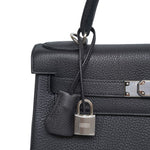 Product image 5 of 16: Kelly Retourne 28 Black Veau Togo Palladium Plated K Stamp
