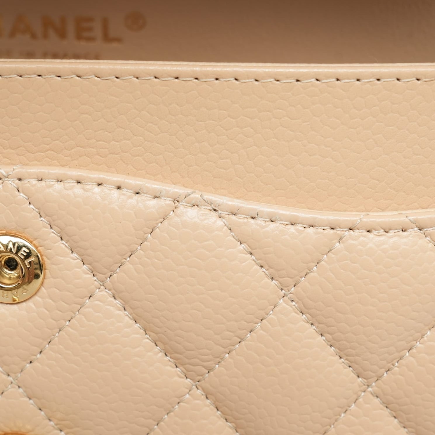 Product image 14 of 15: Beige Clair Caviar Quilted Double Flap Small Gold HW