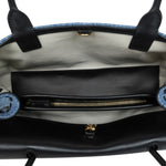 Product image 13 of 16: 26A Black Calfskin/ Denim Quilted Urban Essentials Shopping Bag Small Gold Hardware