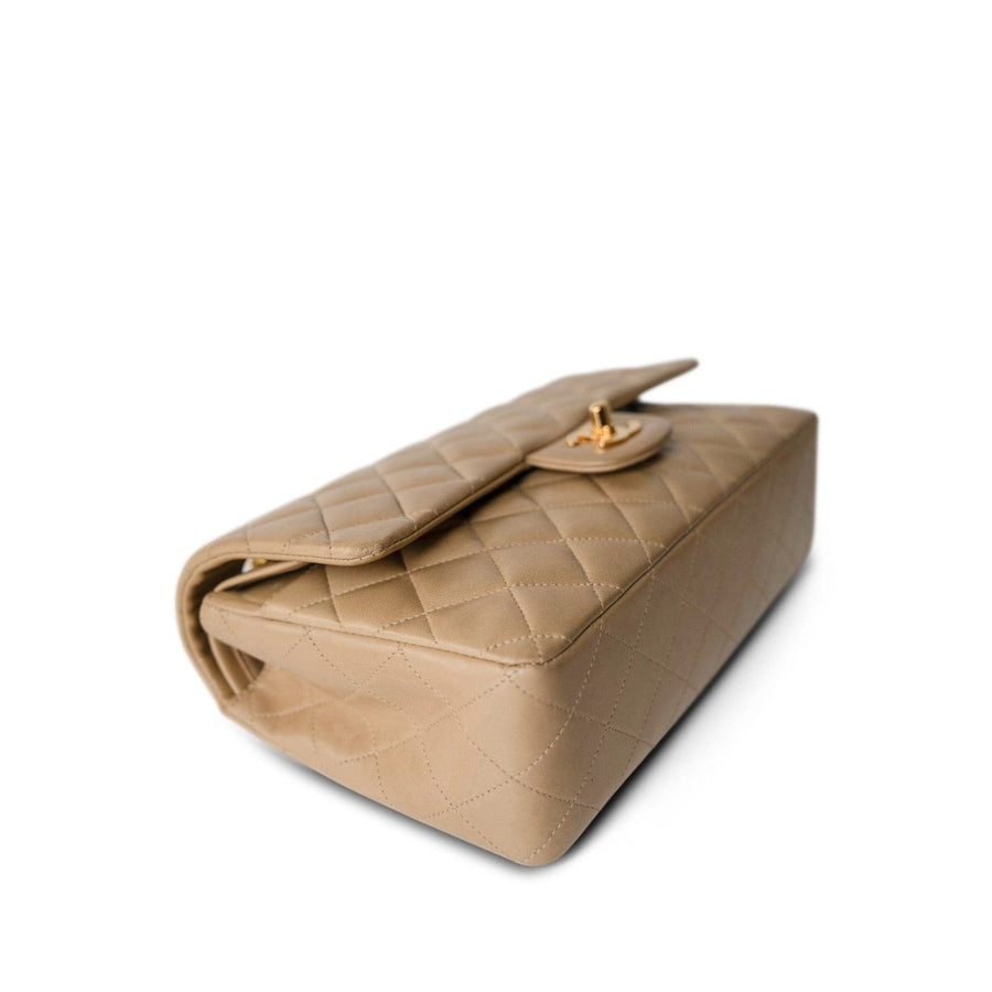 Flap Bag Mini 18cm Beige Brown Sherling Lambskin Gold Hardware