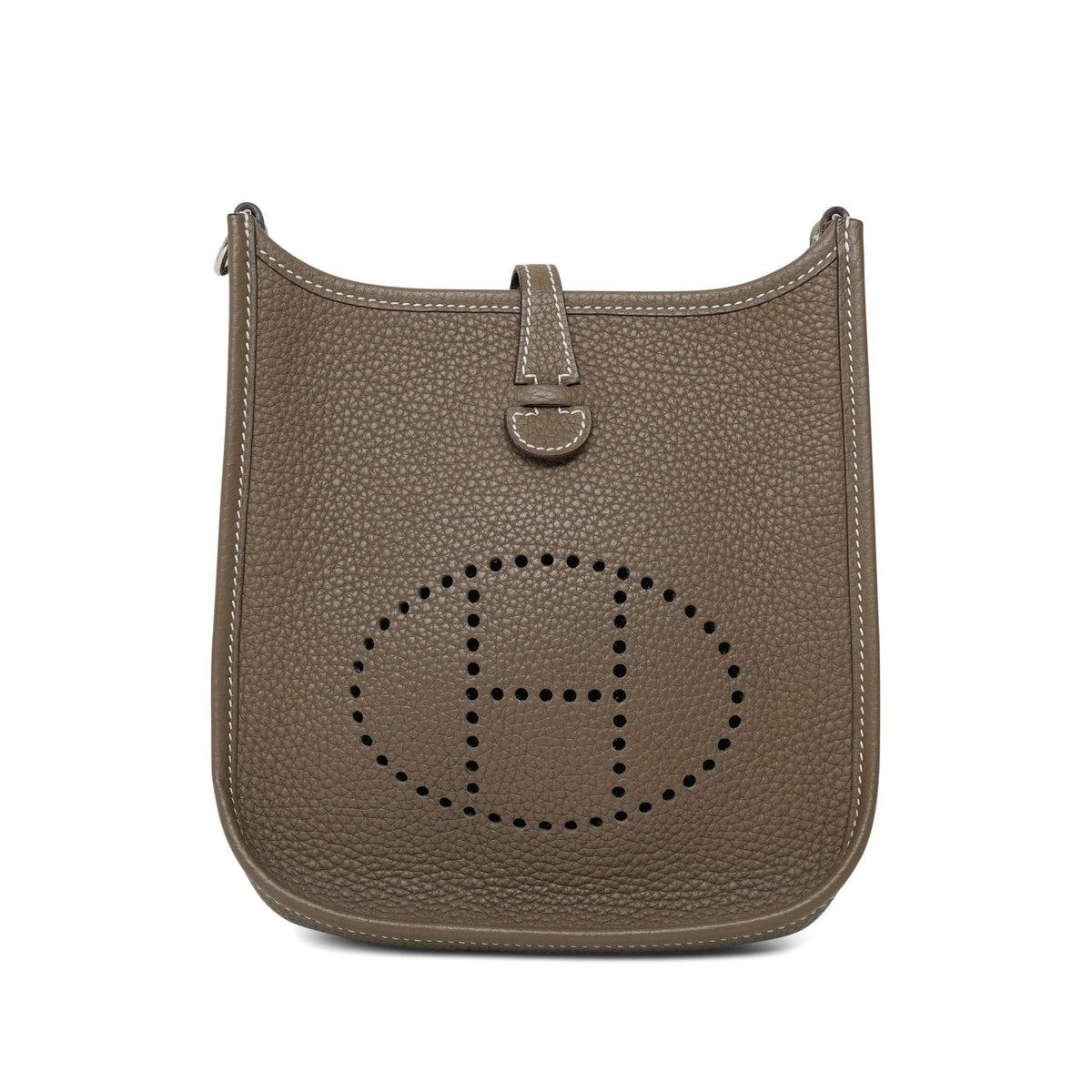 Evelyne Amazone 16 TPM Etoupe/Bleu Indigo Taurillon Clemence Palladium Plated D Stamp