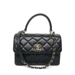 Product image 1 of 28: Black Lambskin Quilted Small Trendy CC LGHW