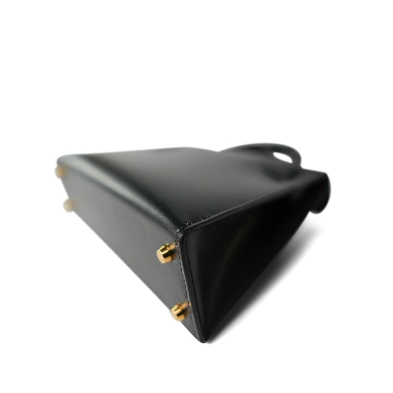 Mini Kelly 20 Sellier Black Box Calfskin Gold Plated B Stamp